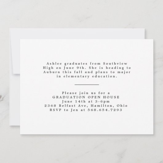 Bekendmaking van het Afstuderen Fun Corner Script Kaart (Achterkant)