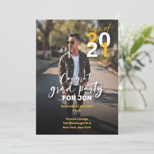 bekendmaking van het afstuderen; Partij Save The Date (Staand voorkant)