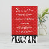 Bekendmaking van het Afstuderen Red and Black Zebr Kaart (Staand voorkant)