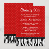 Bekendmaking van het Afstuderen Red and Black Zebr Kaart (Voorkant / Achterkant)