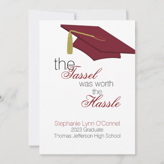 Bekendmaking van het Afstuderen Red and Gold Photo Aankondiging (Achterkant)