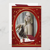 Bekendmaking van het Afstuderen Red and Gold Photo Aankondiging (Voorkant / Achterkant)