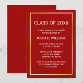 Bekendmaking van het Afstuderen Red Gold Border Kaart (Voorkant / Achterkant)