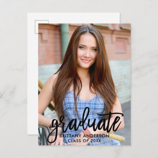 Bekendmaking van het Afstuderen van het Manuscript Uitnodiging Briefkaart (Voorkant / Achterkant)