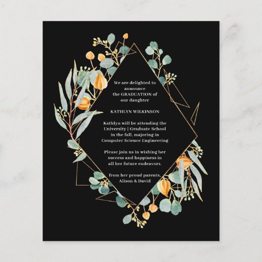 Bekendmaking van het BUDGET Gold Eucalyptus Geomet Flyer (Achterkant)