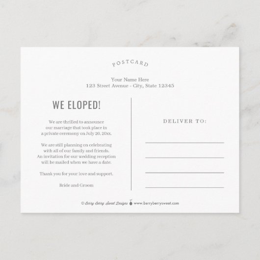 Bekendmaking van het geborstelde Charm Editable Co Briefkaart (Achterkant)