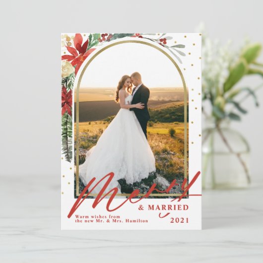 Bekendmaking van het huwelijk en huwelijk feestdagenkaart (Staand voorkant)