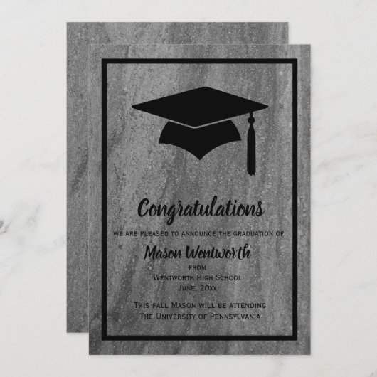 Bekendmaking van het klassieke granietAfstuderen - Aankondiging (Voorkant / Achterkant)