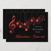 Bekendmaking van het rode kerstconcert kaart (Voorkant / Achterkant)