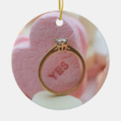 Bekendmaking van het Verloving Diamond Ring Keramisch Ornament (Voorkant)