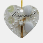 Bekendmaking van het Verloving Diamond Ring Keramisch Ornament (Voorkant)