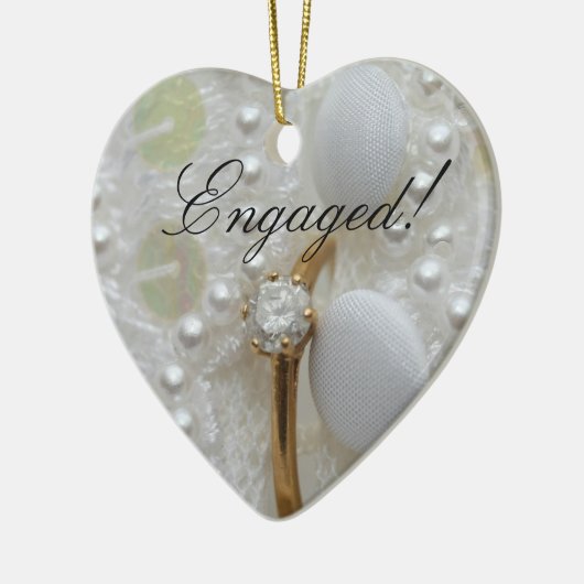 Bekendmaking van het Verloving Diamond Ring Keramisch Ornament (Links)