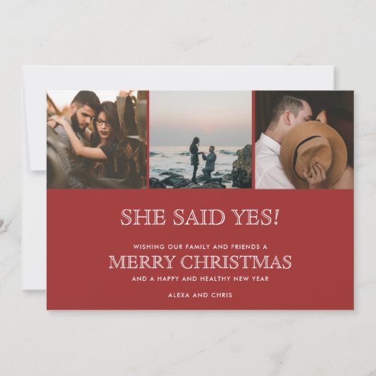 Bekendmaking van het Verloving met kerstfoto's Feestdagenkaart (Voorkant)