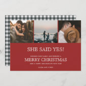 Bekendmaking van het Verloving met kerstfoto's Feestdagenkaart (Voorkant / Achterkant)