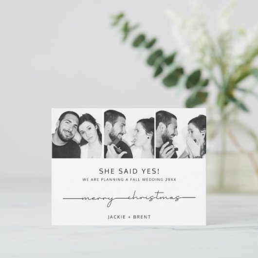 Bekendmaking van het Verloving met kerstkaart Feestdagenkaart (Staand voorkant)