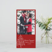 Bekendmaking van het Verloving van de Rode Kerstbo Feestdagenkaart (Staand voorkant)