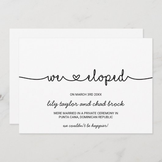 Bekendmaking van Love Hearts Elopement Aankondiging (Voorkant / Achterkant)