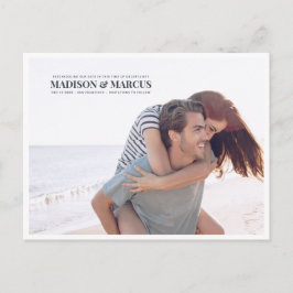 Bekendmaking van nieuwe bruiloft Eenvoudige foto Briefkaart