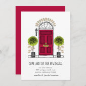 Bekendmaking van Red Dedoor New House Save The Date (Voorkant / Achterkant)