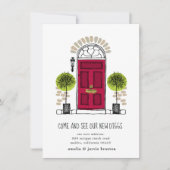 Bekendmaking van Red Dedoor New House Save The Date (Voorkant)