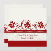 Bekendmaking van Red Floral Elopement-kaarten Aankondiging (Voorkant / Achterkant)