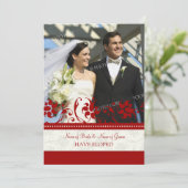Bekendmaking van Red Floral Photo Elopement-kaarte Aankondiging (Staand voorkant)