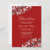 Bekendmaking van Red Silver Swirl Graduation Party Kaart (Voorkant)