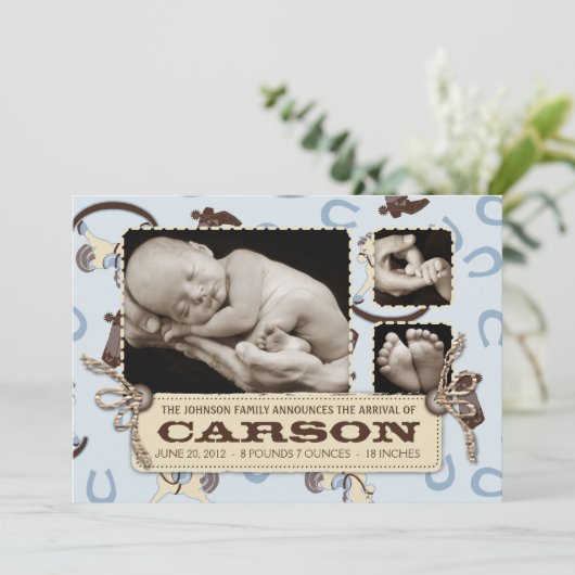 Bekendmaking van Rocking Horse Boy Card 2 Aankondiging (Staand voorkant)