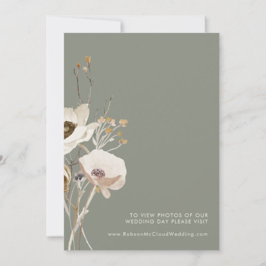 Bekendmaking van Whimsical Wildflower Ivory Elopem Kaart (Achterkant)