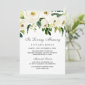 Bekendmaking White Floral Funeral Memorial Service Kaart (Staand voorkant)