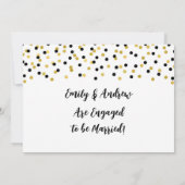 Bekendmaking zwarte goudConfetti Verloving Aankondiging (Achterkant)