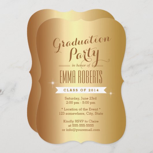 Bekendmakingen van de Stylish Gold Foil Graduy Par Kaart (Voorkant / Achterkant)