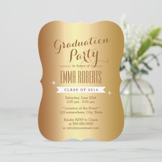 Bekendmakingen van de Stylish Gold Foil Graduy Par Kaart (Staand voorkant)