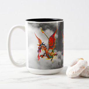 Beker - 0110 - Rode Draak Tweekleurige Koffiemok