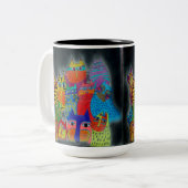 Beker - 059- Moderne katten Tweekleurige Koffiemok (Voorkant links)