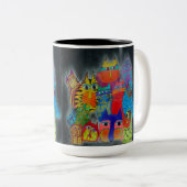 Beker - 059- Moderne katten Tweekleurige Koffiemok (Voorkant rechts)