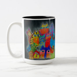 Beker - 059- Moderne katten Tweekleurige Koffiemok
