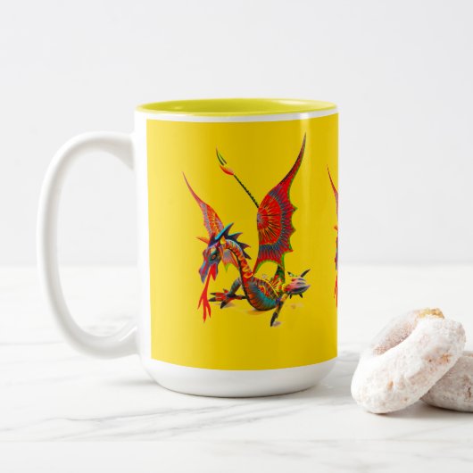 Beker - 083 - Rode Draak Tweekleurige Koffiemok (Met donut)