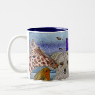 Beker #4 Joanna vliegt over dieren Tweekleurige Koffiemok