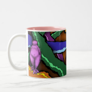 Beker Aanpasbare Stijl Abstract Vrouw Paars Roze Tweekleurige Koffiemok