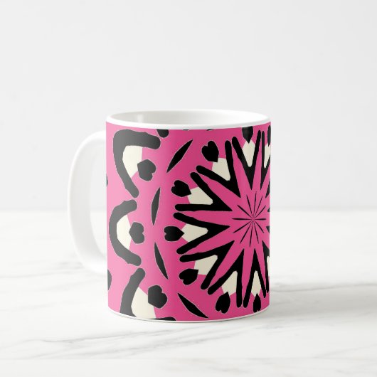 Beker Abstract kunstwerk met heldere roze vormgevi Koffiemok (Voorkant links)