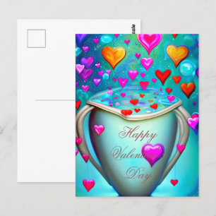 Beker barstend van de harten valentijn briefkaart