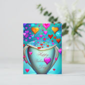 Beker barstend van de harten valentijn briefkaart (Staand voorkant)