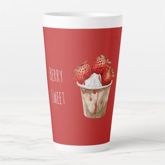 Beker Bes Zoete Aardbeien Latte Mok (Voorkant)