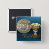 Beker, Bord en fistels Vierkante Button 5,1 Cm (Voorkant /achterkant)