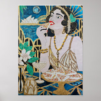 Beker Dag op de Haven – Originele Mixed Media Kuns Poster