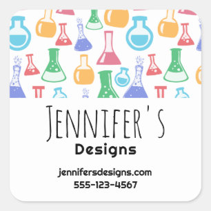 Beker- en Erlenmeyer Fun Patroon Zakelijk Vierkante Sticker