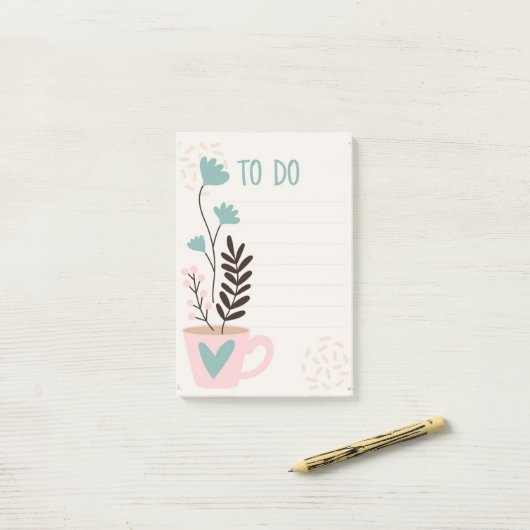 Beker en hart Magnetisch droog wissen Post-it® Notes (Op bureau)