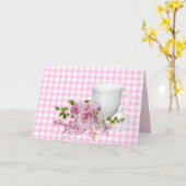 beker en saucer met roze pony kaart (Gele Bloem)