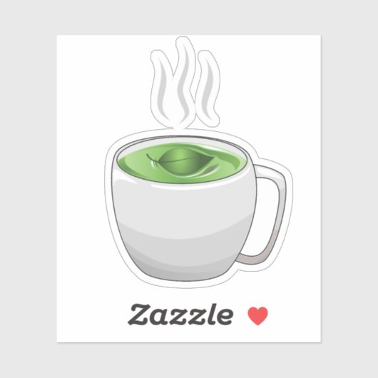 Beker groene thee sticker (Vel)
